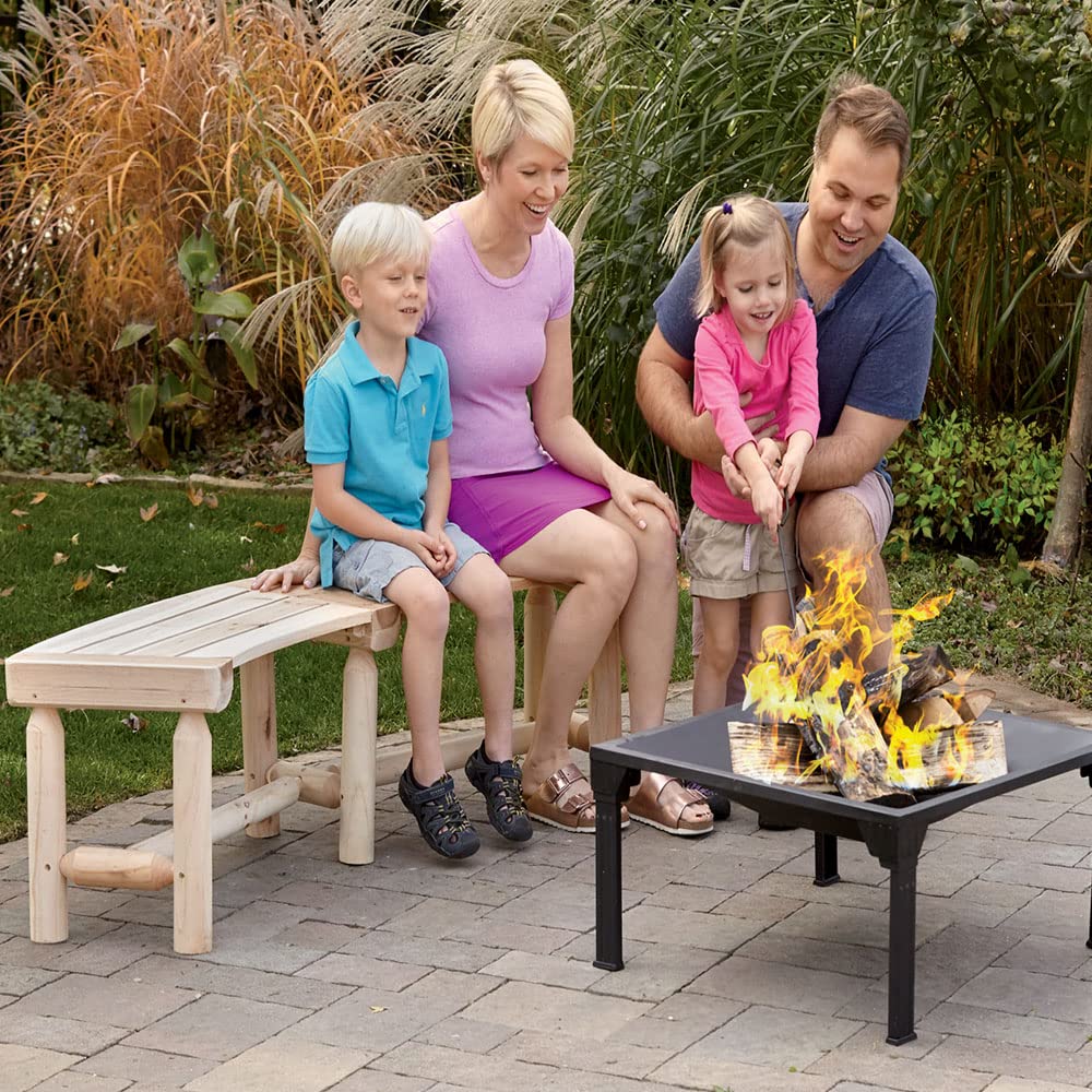 Curved Fire Pit Bench, Wood Log Bench Seat, Outdoor, Backyard, Rustic