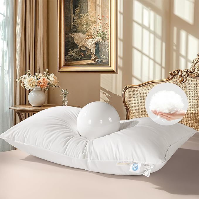 Goose Down Pillows King Size, 1050+ Fill Power 100% Cotton Shell 600 Thread Count