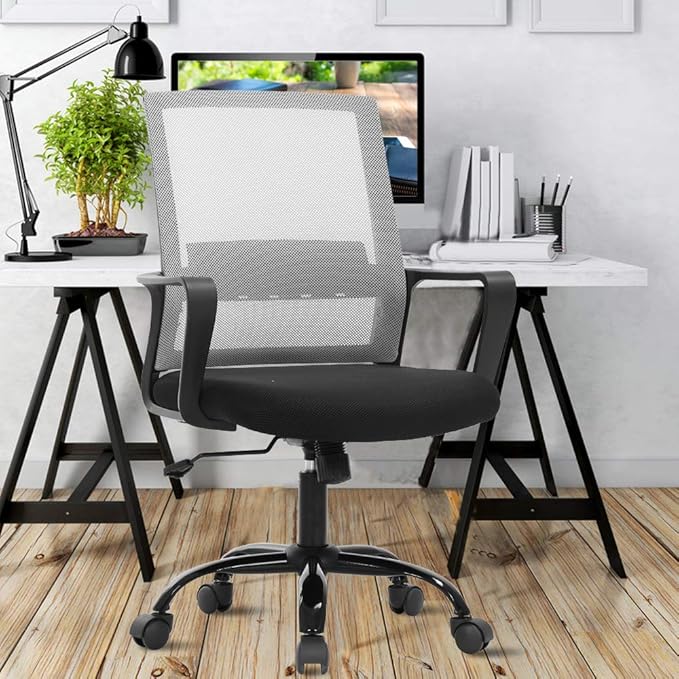 Ergonomic Office Chair Desk Chair Mid Back Computer Chair with Lumbar Support & Armrest Breathable