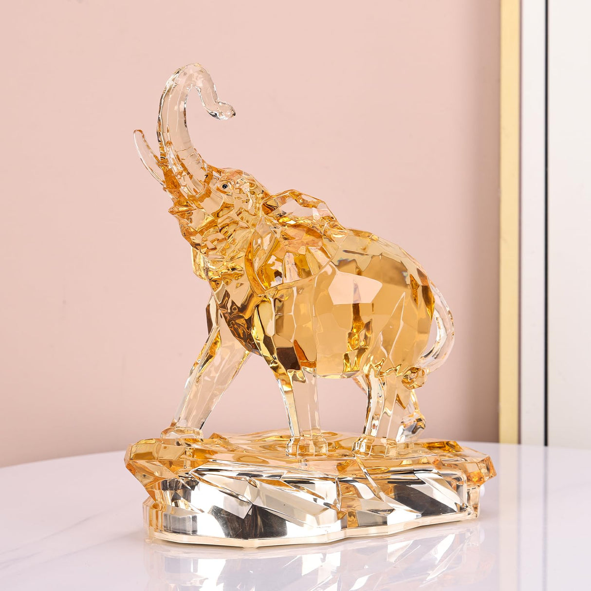 Acrylic Clear Elephant Figurines Crystal Glass Finish, High End African Statues