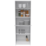 Pantry Cabinet, Five Shelves, Double Door Cabinet -White