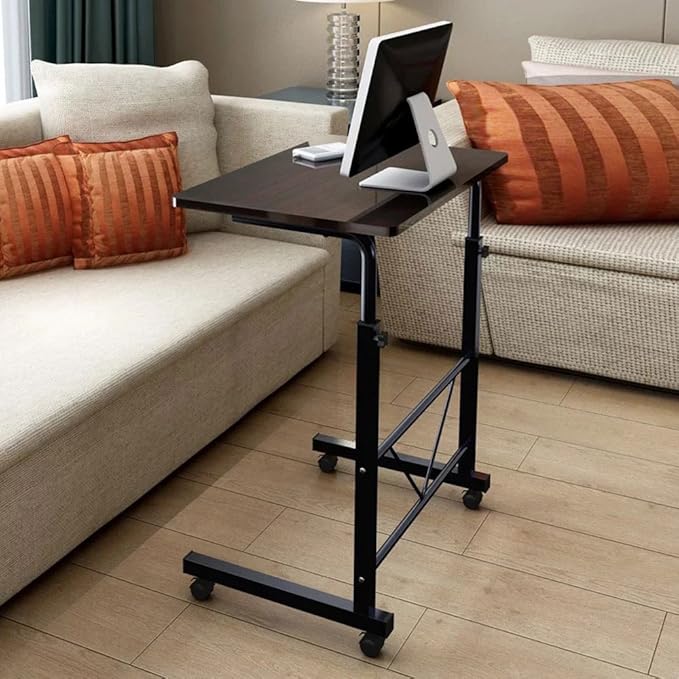 RollMate Rolling Sofa Side Table with Wheels – Adjustable Laptop & Snack Desk