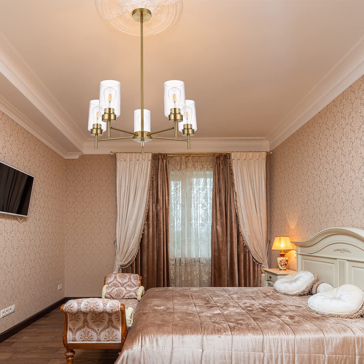 Light Farmhouse Chandelier for Dining Room Kitchen Island, Modern