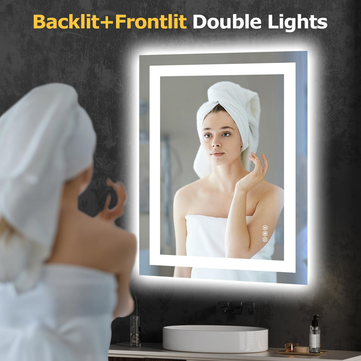 24x32 LED Bathroom Mirror - Anti-Fog Dimmable Backlit Vanity Mirror