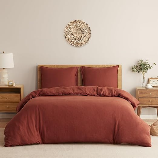 100% Linen Duvet Cover, Pure Natural French Flax Linen with 8 Corner Ties