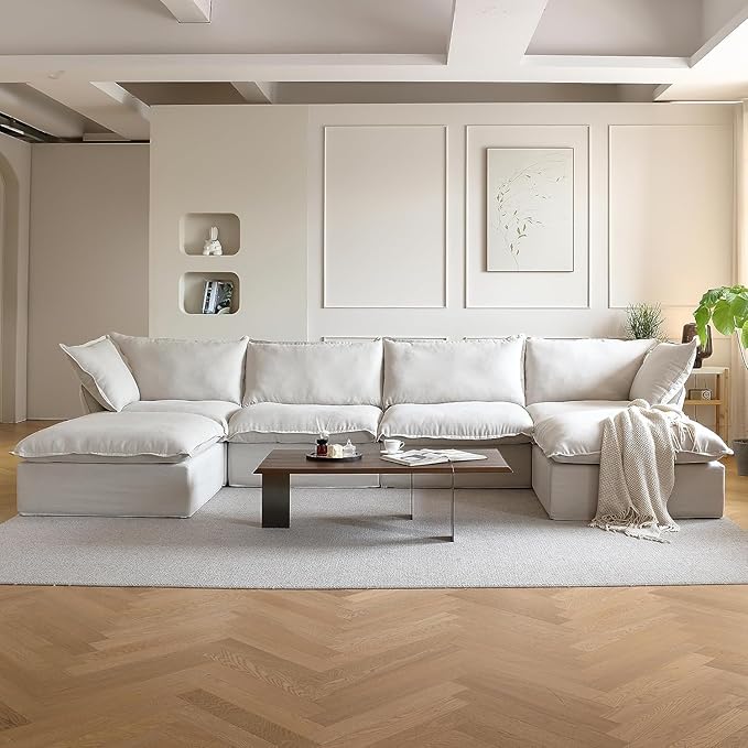 U Shape Couch Sectional for Living Room, Convertible Sectional Sofa