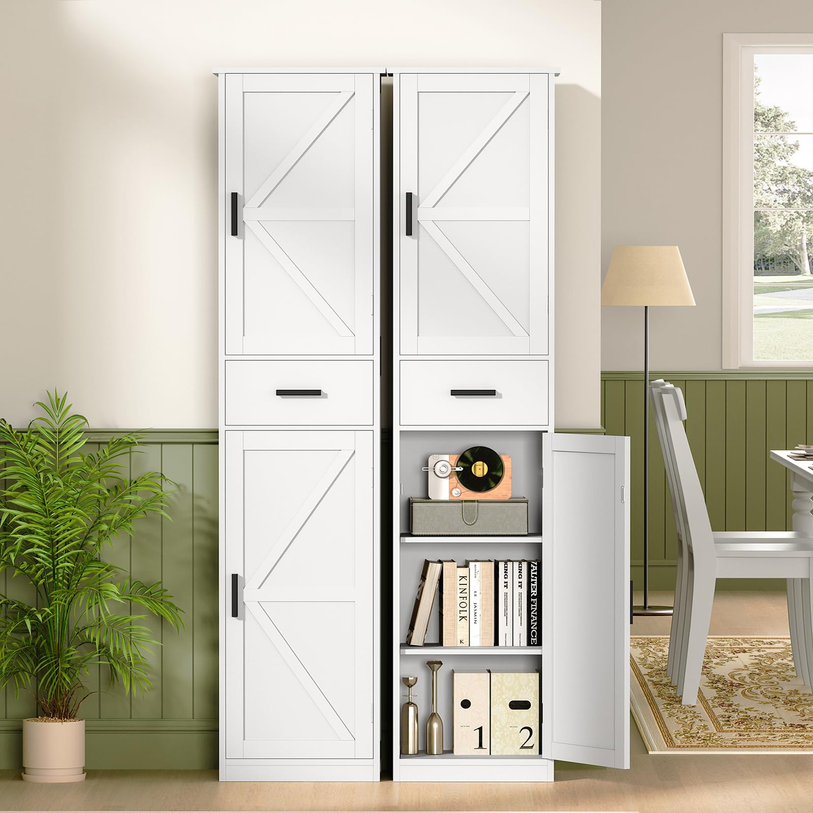 67.1" Tall Bathroom Cabinet, Storage Cabinet with 6 Shelves & Drawer