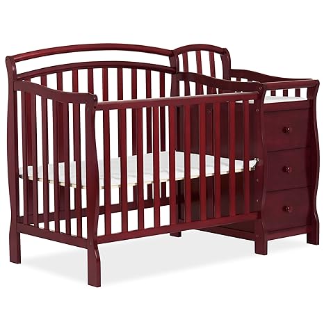 Casco 3-in-1 Mini Crib and Changing Table in Pebble Grey, Convertible Crib, Made of Pinewood, Three Position Adjustable Mattress Height Settings