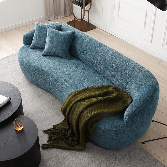 101" Modern Oversized Curved Sofa, Back Upholstered Boucle Couch