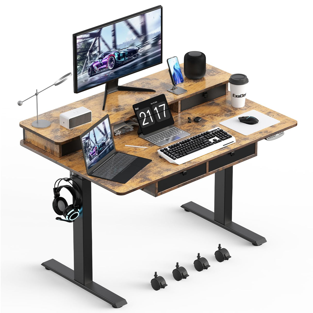 48 * 30 Inches Electric Standing Widened Desk Adjustable Height with 4 Drawers