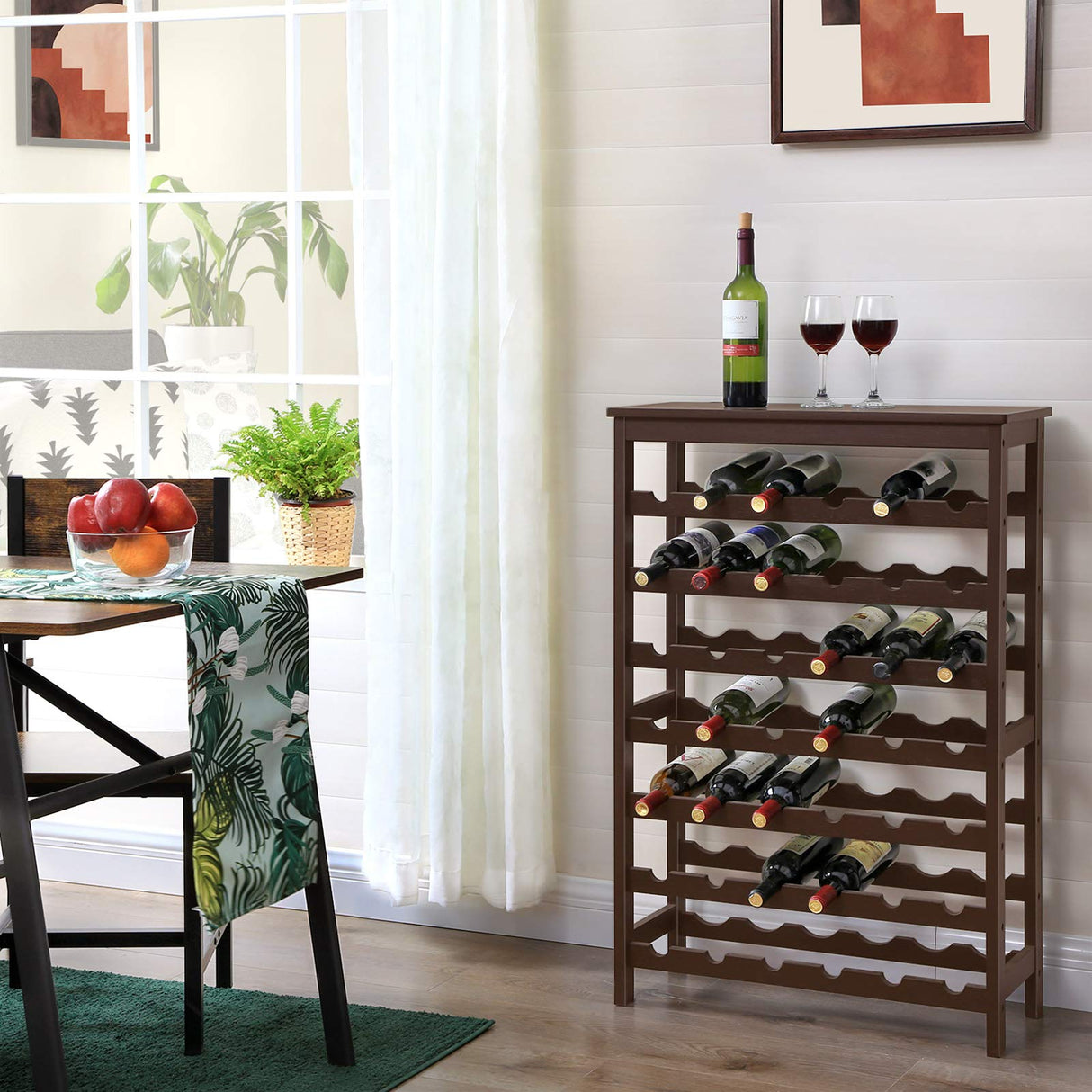 42-Bottle Wine Rack Free Standing Floor, 7-Tier Display Wine Storage Shelves