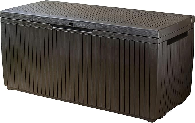 123 x 53.5 x 57 cm Springwood Outdoor Plastic Storage Box Garden Furniture - Brown