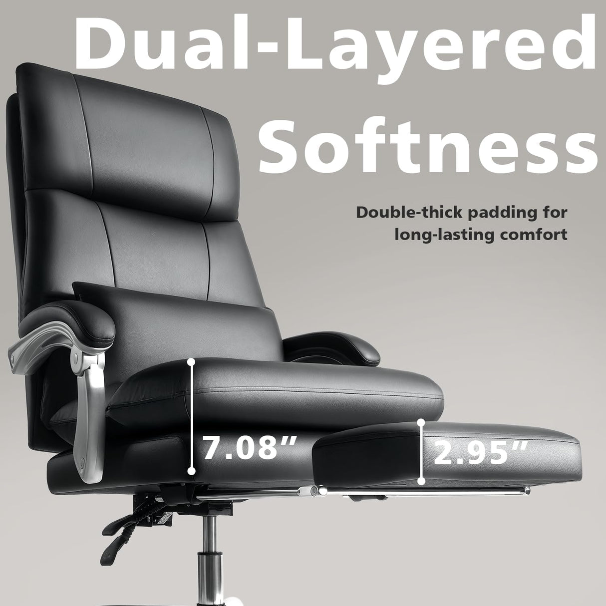 Heavy Duty Office Chair 600lbs - Big and Tall Executive Desk Chair with Footrest