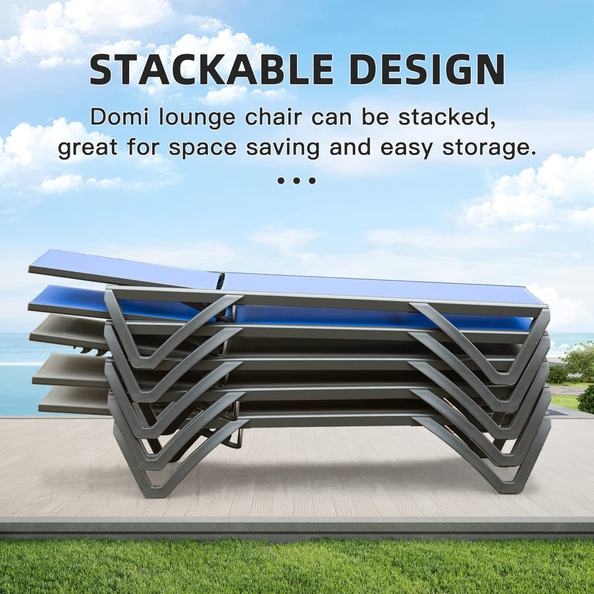 Lounge Chairs, Aluminum Patio Chaise Lounge with Side Table