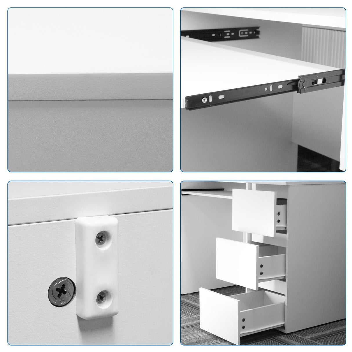 Computer Desk with Storage Shelf and 6 Drawers, 47 inch Writing Home Office Workstation,