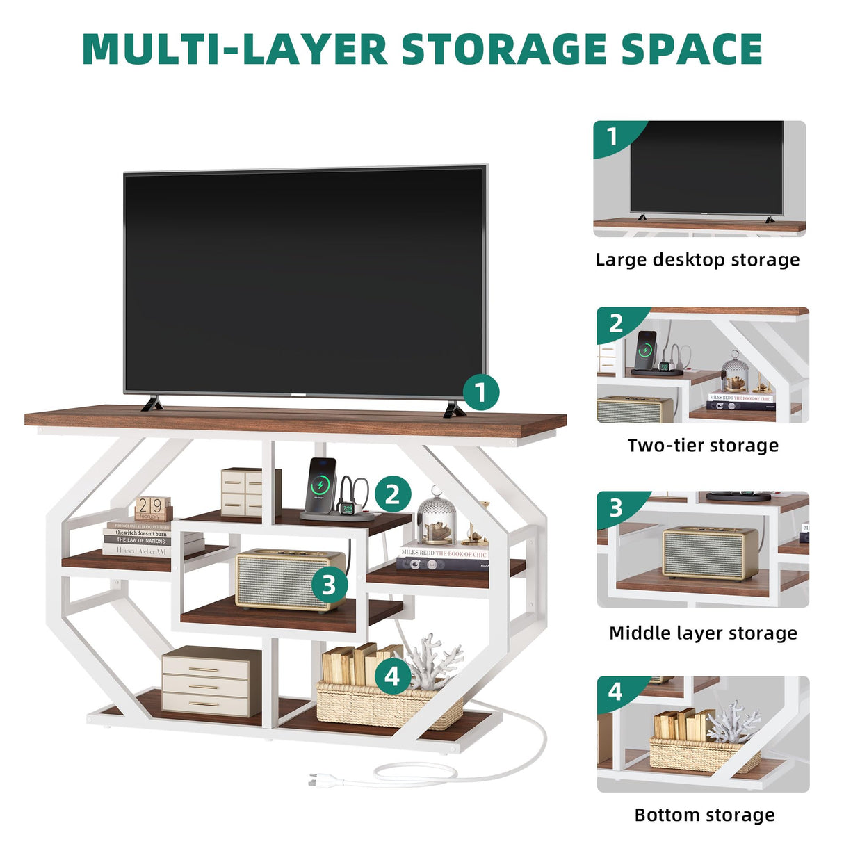 51 Inch Console Table Sofa Table with Power Outlets, Modern Entryway Table Foyer Table