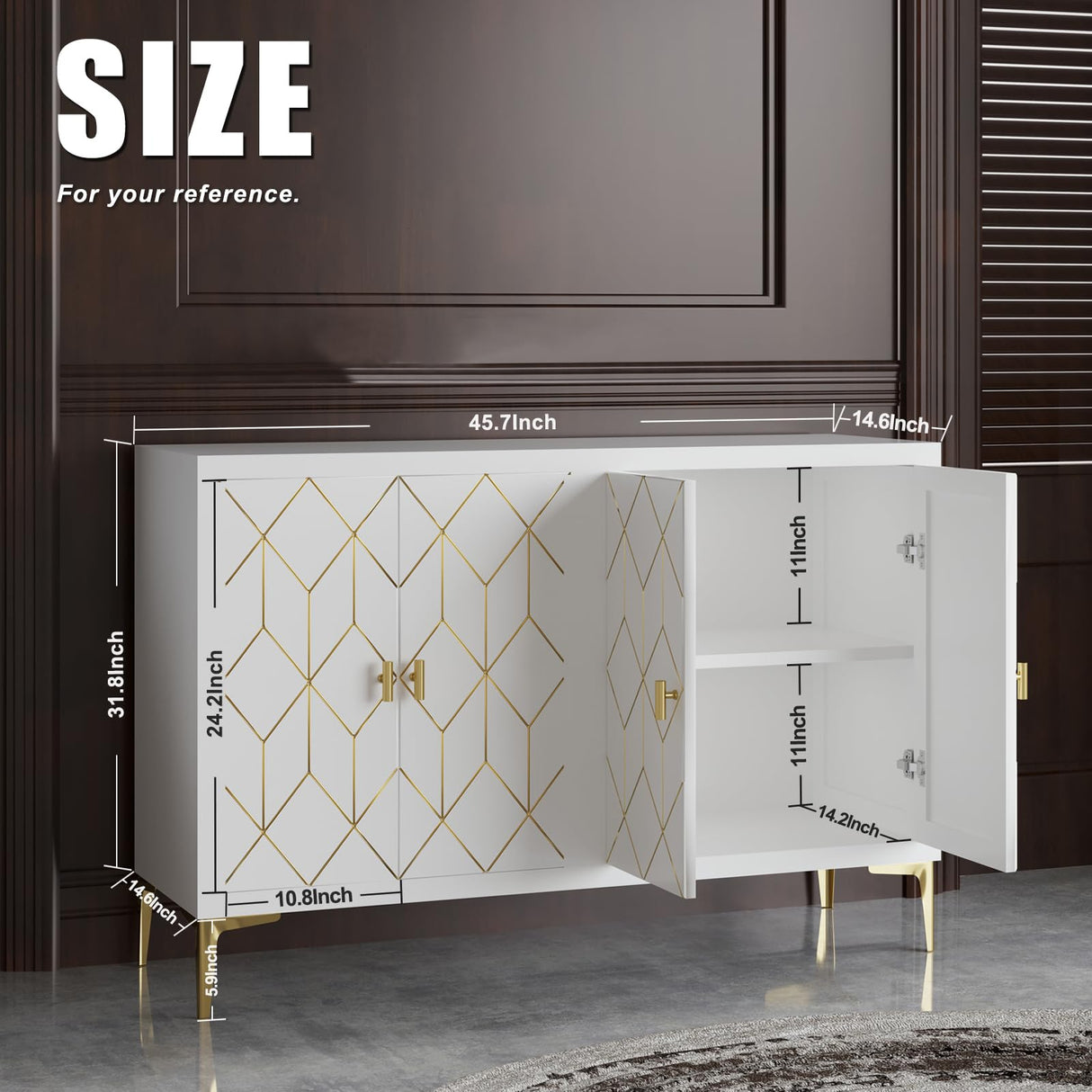 4-Door Buffet Cabinet with Storage - Versatile Sideboard for Kitchen, Dining Room