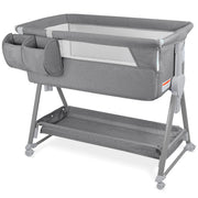 Bassinet, Bedside Sleeper for Baby, 7 Height Adjustable Bedside Bassinet with Wheels