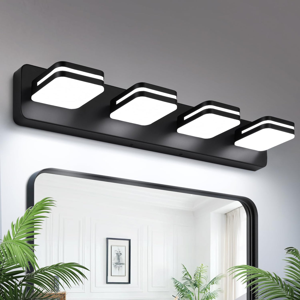 Modern Bathroom Vanity Light Fixtures, 4-Light Acrylic Bathroom Light Fixtures