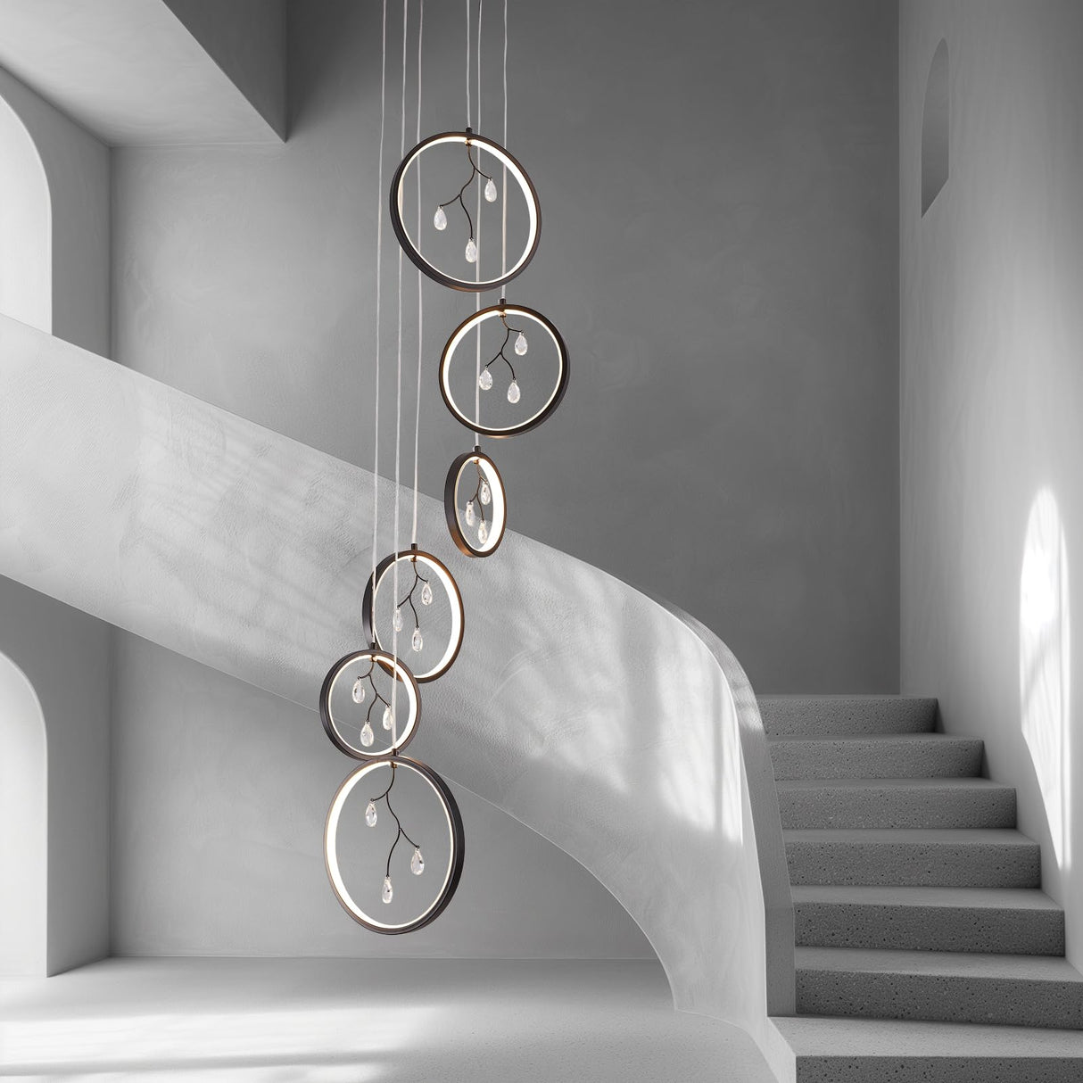 Black Staircase Crystal Chandeliers Modern Chandelier Light Fixture Foyer Chandeliers