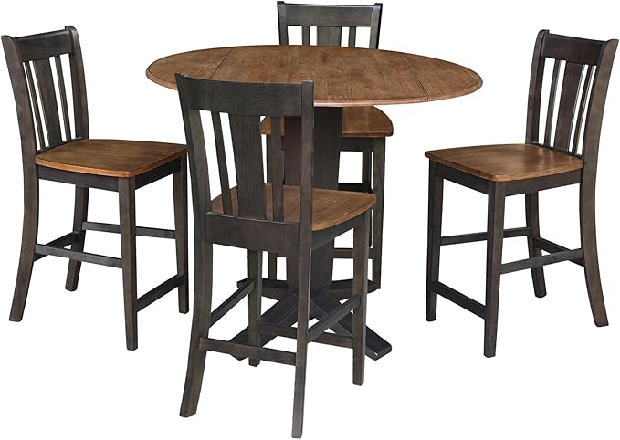 5-Piece Storage Counter Table Dining Set Warm Brown 100888N-S5