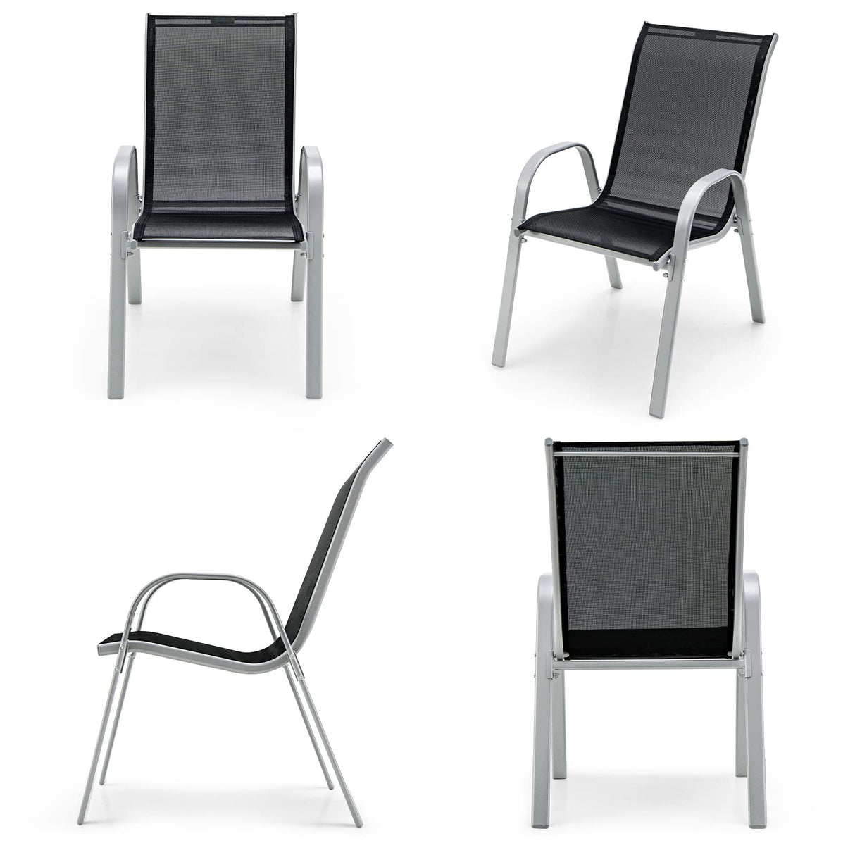 Set of 4 Patio Chairs, Stackable Outdoor Dining Chairs, 330 LBS Capacity