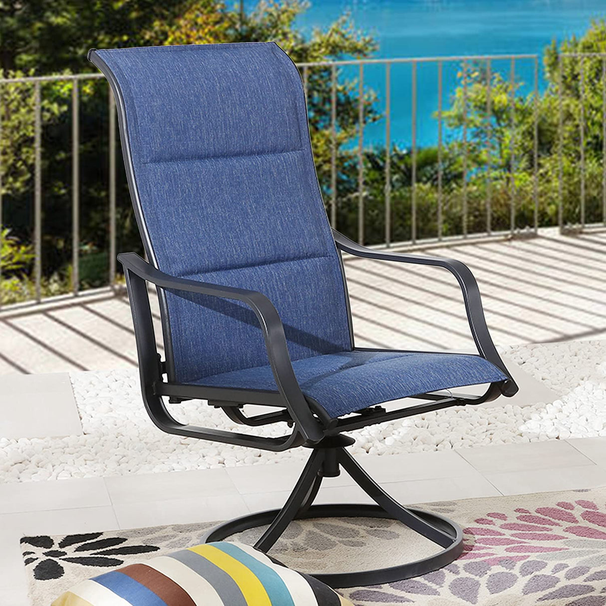 Patio Dining Chairs 2 Pieces Outdoor Metal Swivel Rocker Chair