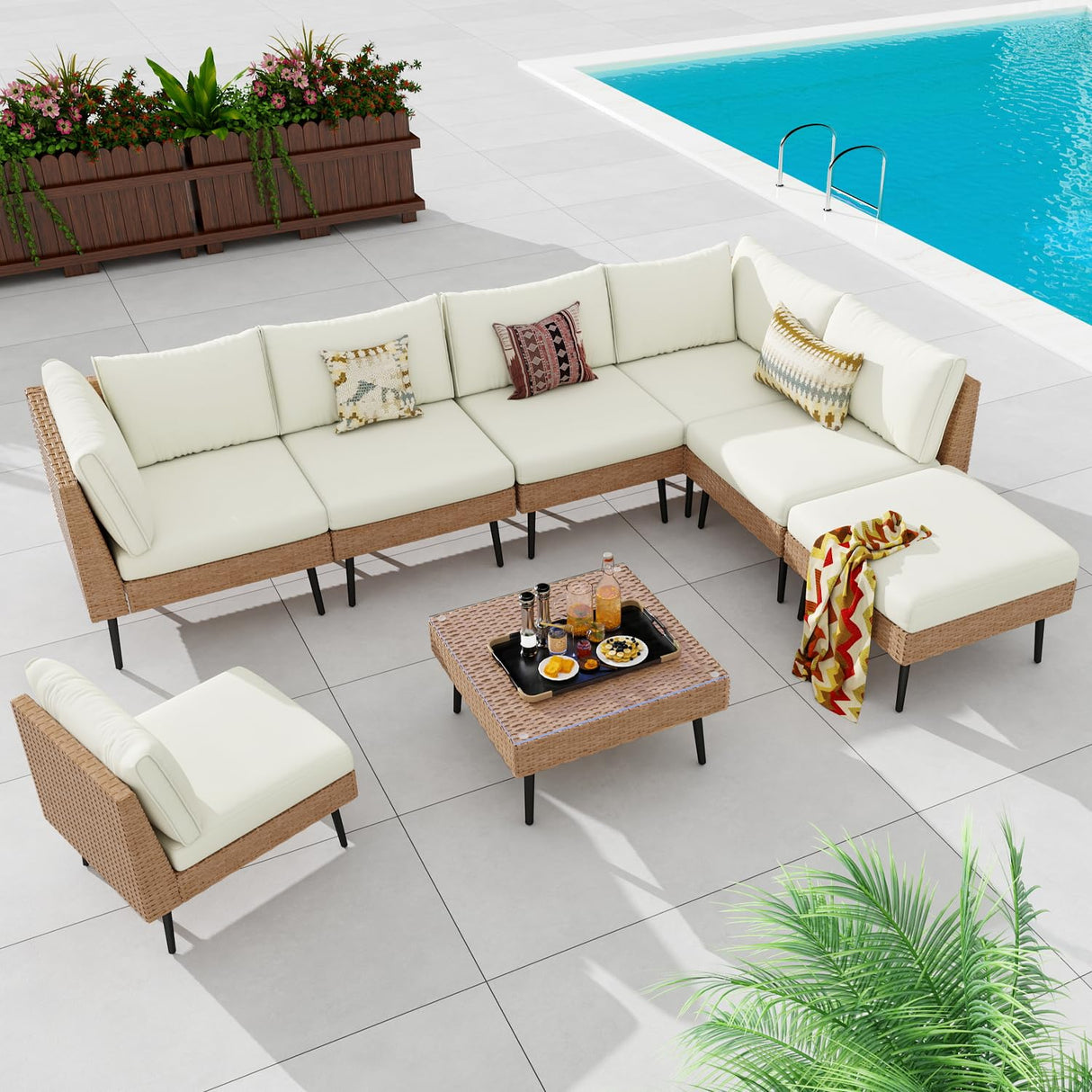 Outdoor Patio Furniture Set, 8 Pieces Patio Conversation Sets