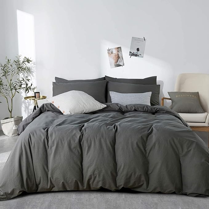 100% Washed Cotton Linen Feel Textured Comforter