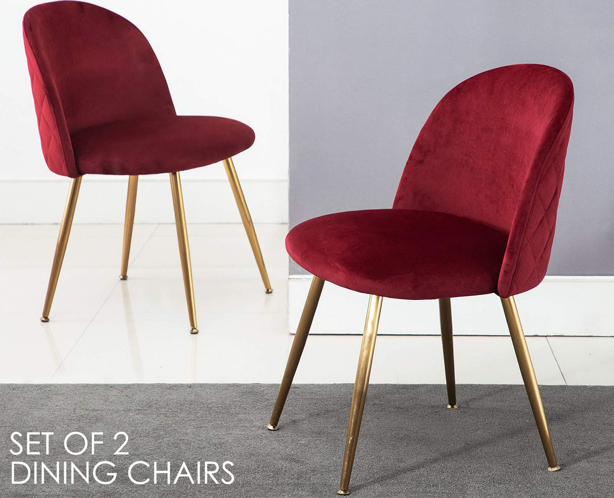 Set of 4 Velvet Dining Room Chairs, Velvet Fabric Upholstered Hostess Dining Chairs,