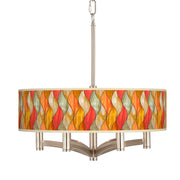 Ava 6-Light Nickel Pendant Chandelier with Print Shade