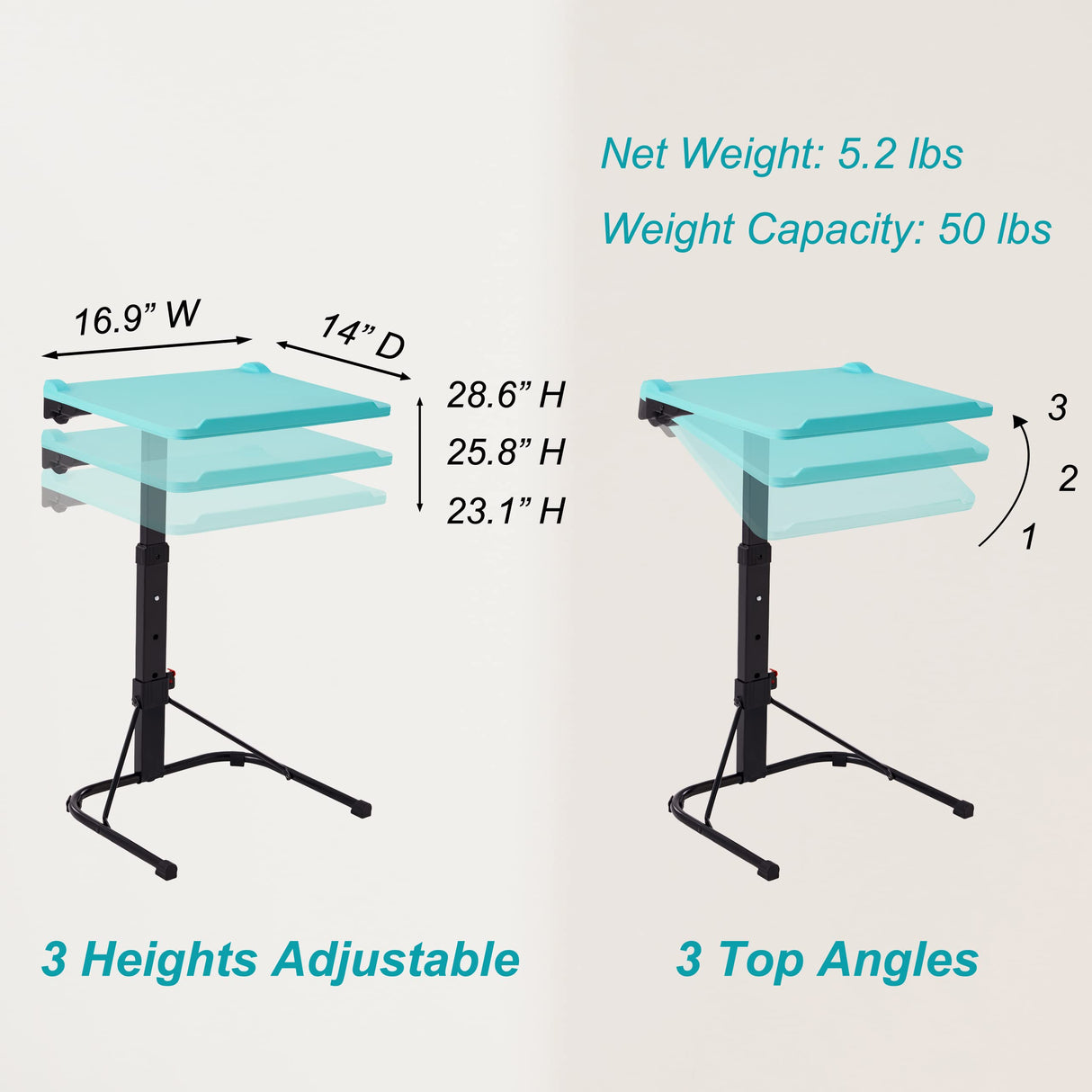 Folding TV Tray Table, Adjustable TV Dinner Table, Foldable Tray Table