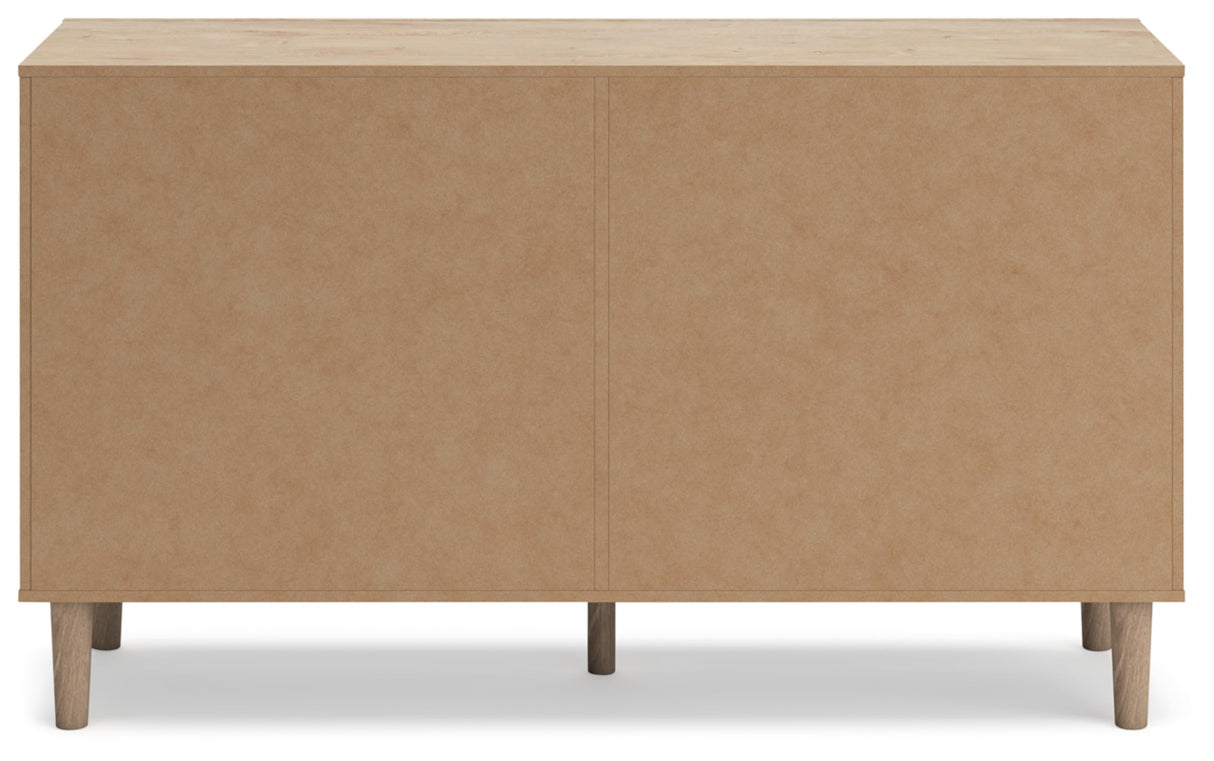 Signature Design by Ashley Cielden Coastal 6-Drawer Dresser with Safety Stop and Textured Cane Details, Light Brown