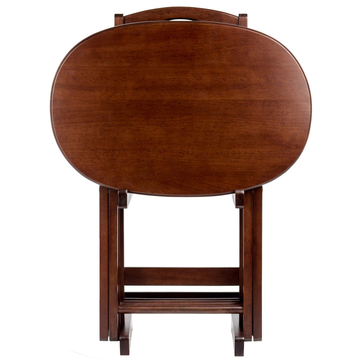 Cappuccino 5-Piece Folding Snack Table Set with X-Frame Base