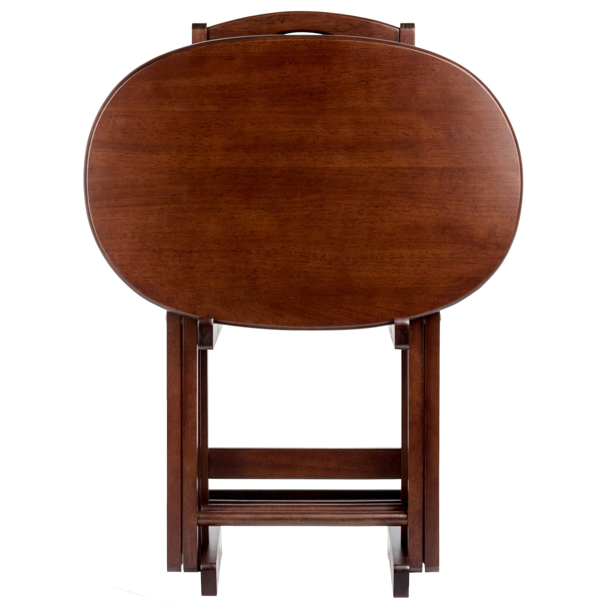 Cappuccino 5-Piece Folding Snack Table Set with X-Frame Base