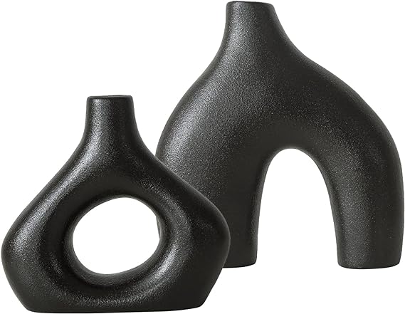 White Ceramic Vase Set of 2 for Modern Home Decor