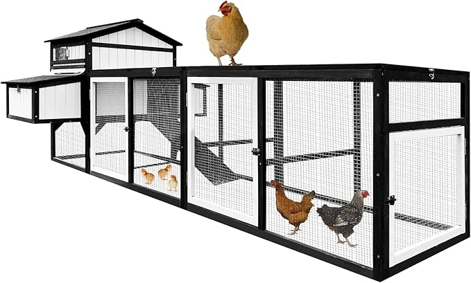 Ketive Wooden Chicken Coop with Nesting Boxes – UV-Resistant Roof & Expandable Run
