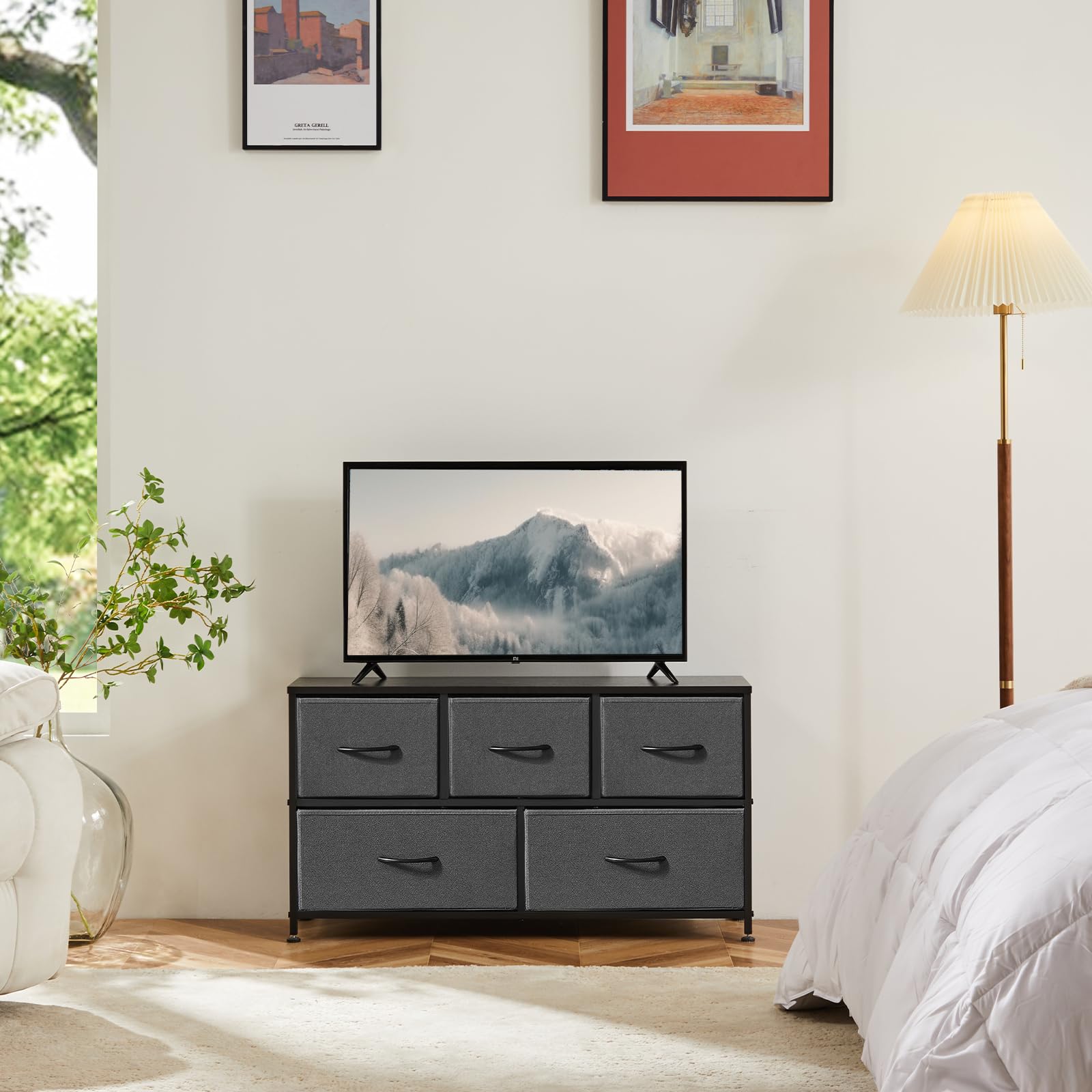 Dresser, Dresser for Bedroom Furniture, Storage Drawers, TV Stand Fabric Storage Tower