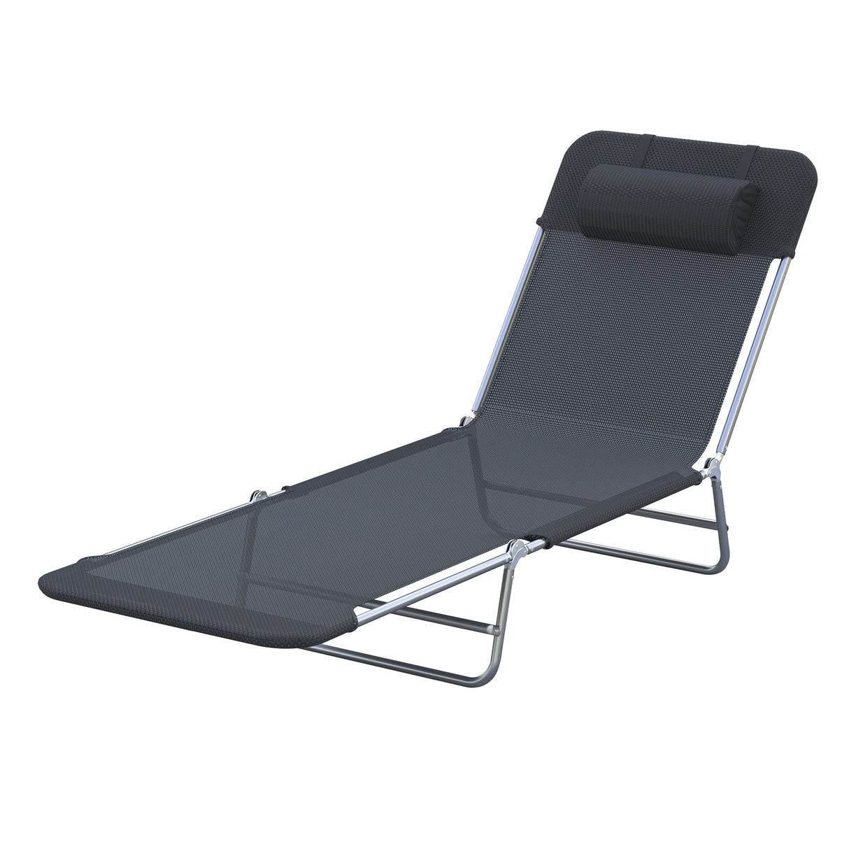Folding Chaise Lounge Pool Chairs, Outdoor Sun Tanning Chairs with Pillow, Reclining Back