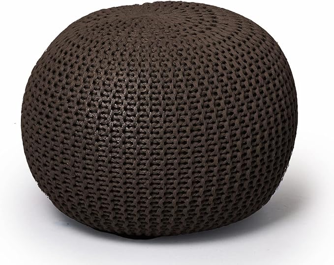 Round Knit Pouf, Wine