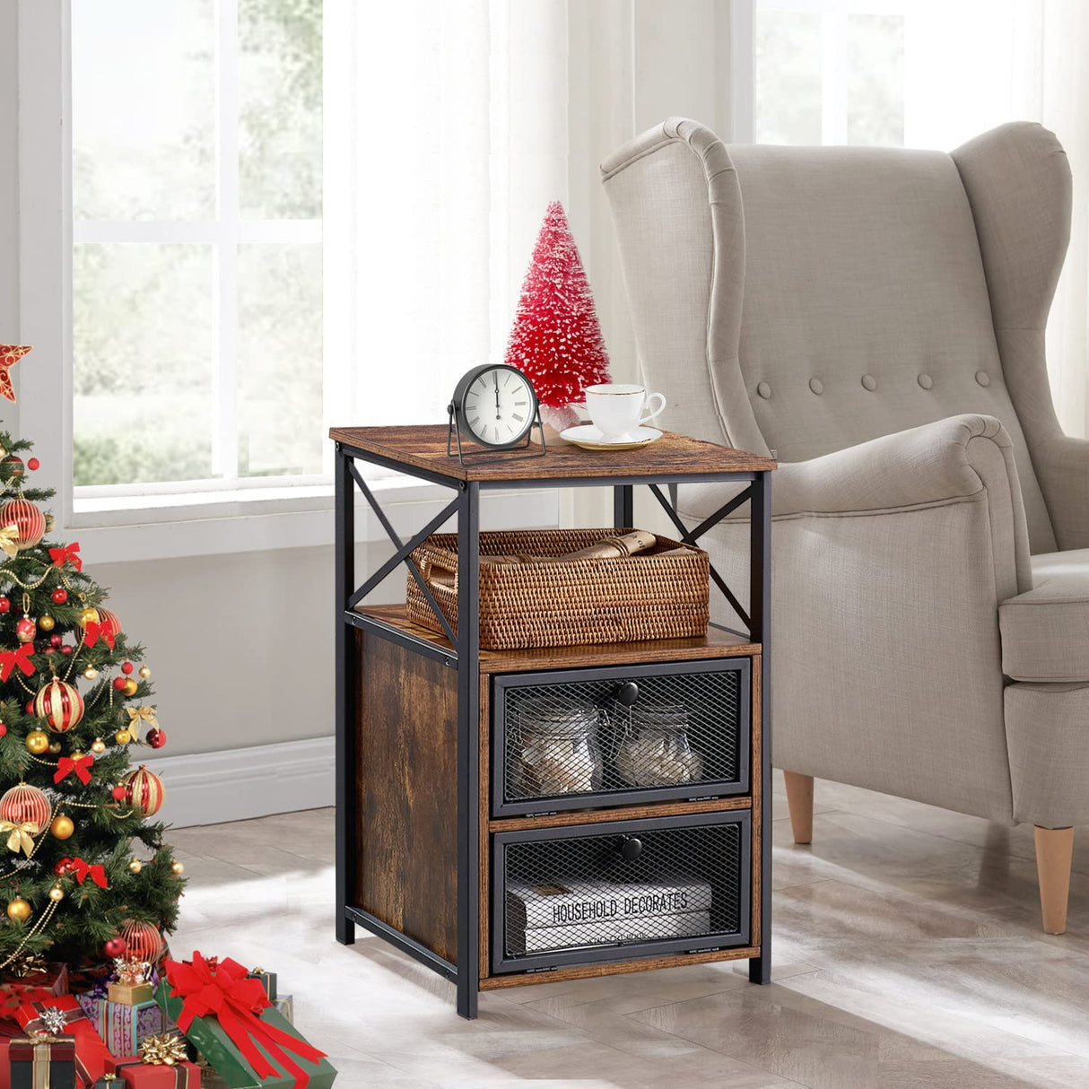 Nightstand Set of 2 with Drawer, Modern Night Stand