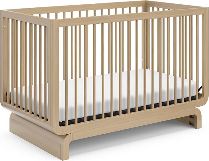Santorini Deluxe 5-in-1 Convertible Crib with Bonus Toddler Guardrail (Sage with Driftwood) – GREENGUARD Gold Certified, Includes Toddler Guardrail, Fits Standard Crib Mattress