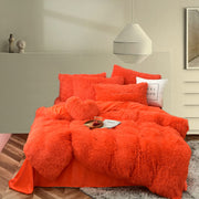 Fluffy Comforter Duvet Cover Set, 5 Pcs Bedding Sets Faux Fur Plush Velvet Shaggy Ultra