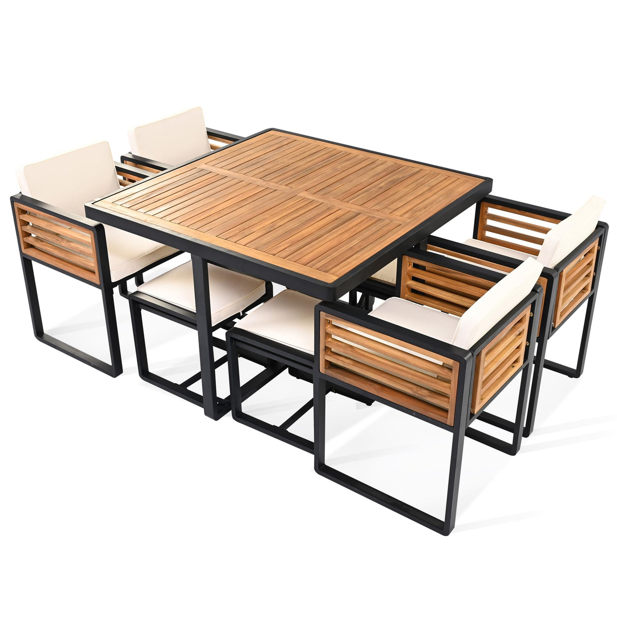 9 Pieces Outdoor Dining Set for 8 People, Acacia Wood Patio Furniture Sets