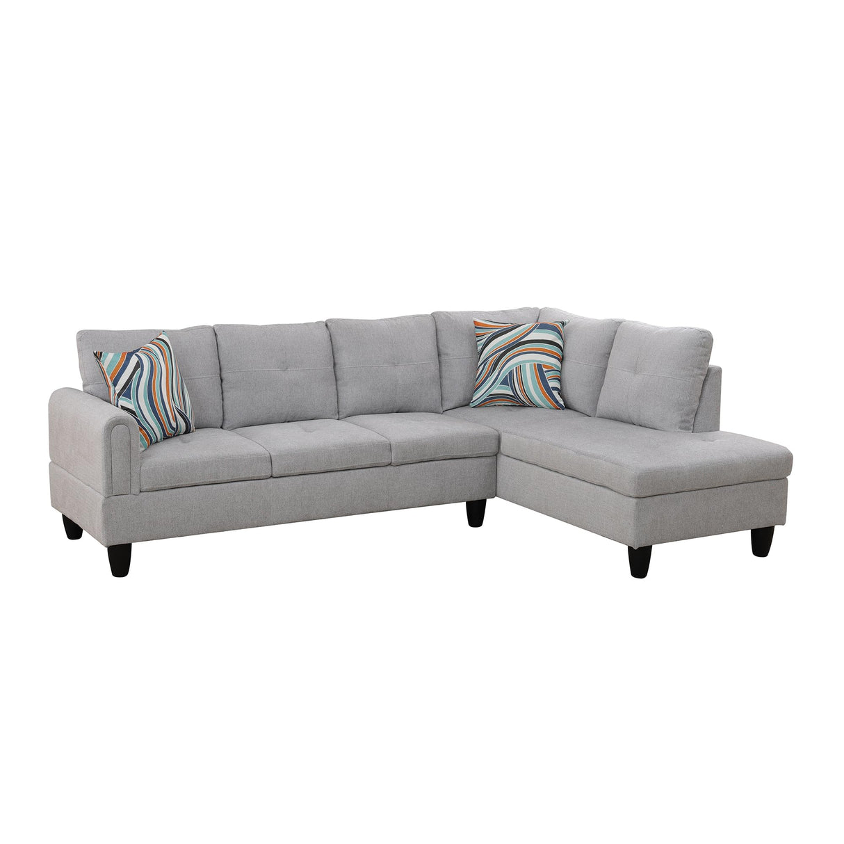 Luxurious Flannel 3-Piece Sectional Sofa Set, L-Shaped Modular Couch