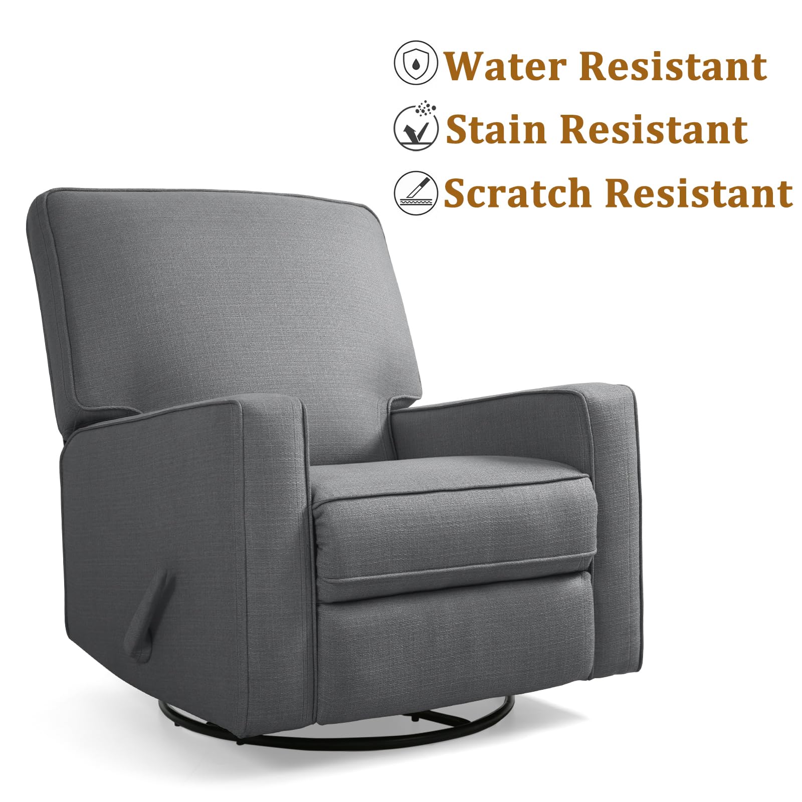 EaseCore Swivel Glider Recliner Chair with Lever Recline & Cushion Back