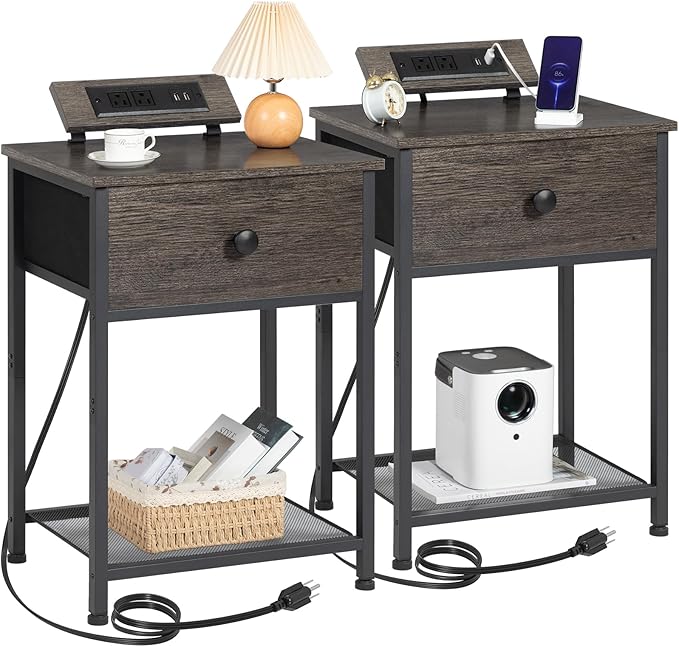 Night Stand, End Tables Living Room Set of 2