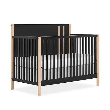 Dream On Me Soho Convertible Crib in Matte Black Vintage, JPMA & Greenguard Gold