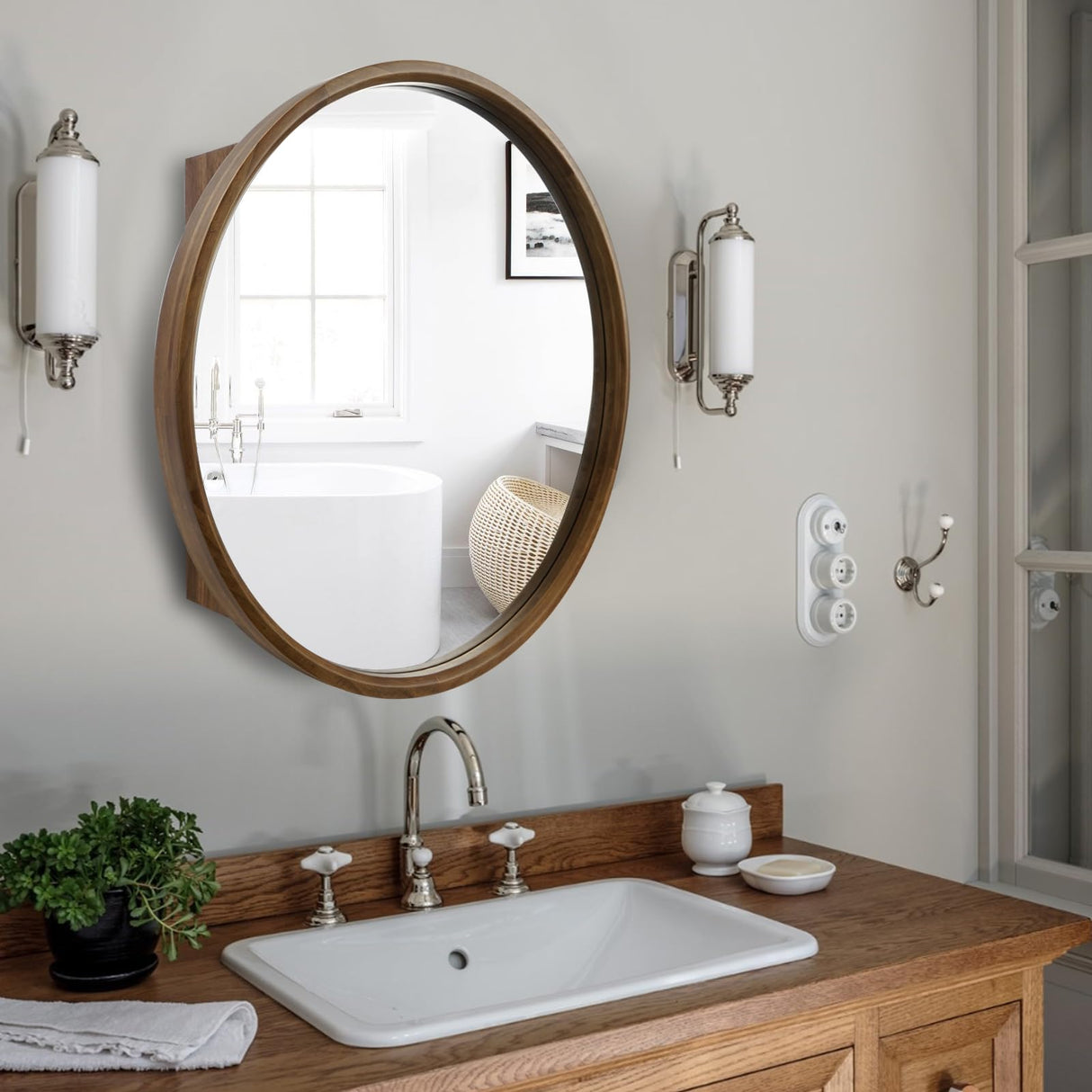 Bathroom Medicine Cabinet with Mirror, 24 Inch Round Mirror Medicine Mabinet Wall