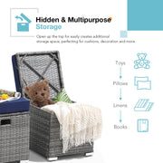 2 Piece Outdoor Patio Ottomans,All-Weather Grey PE Rattan Wicker Ottoman